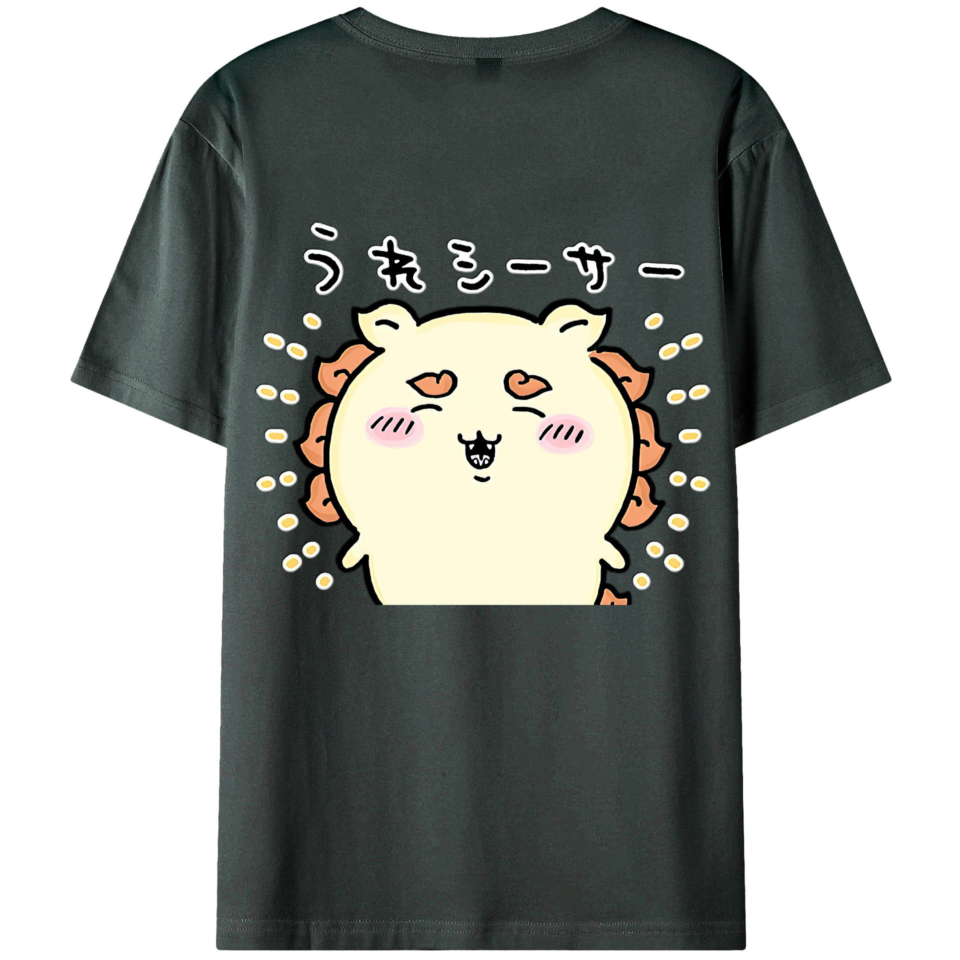 （画像用） ちいかわ シーサー Chii-kawa Shisa 綿100％ メンズ半袖Tシャツ（バックプリント） 通気性